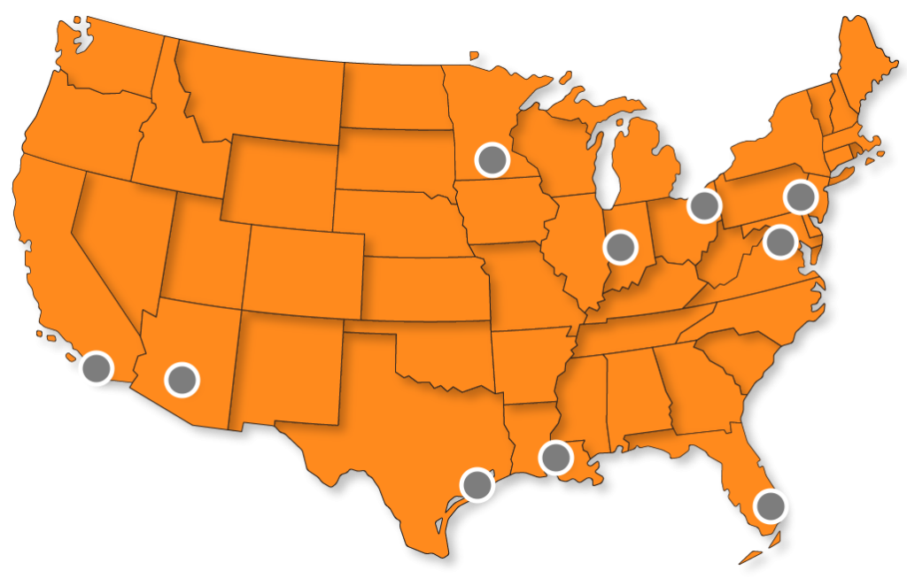 map of U.S. construction management schools.