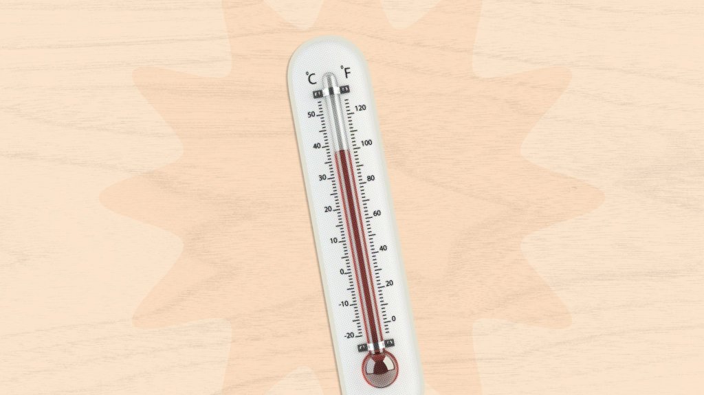 Thermometer showing high temperature.