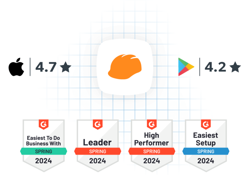Raken award badges and star ratings.