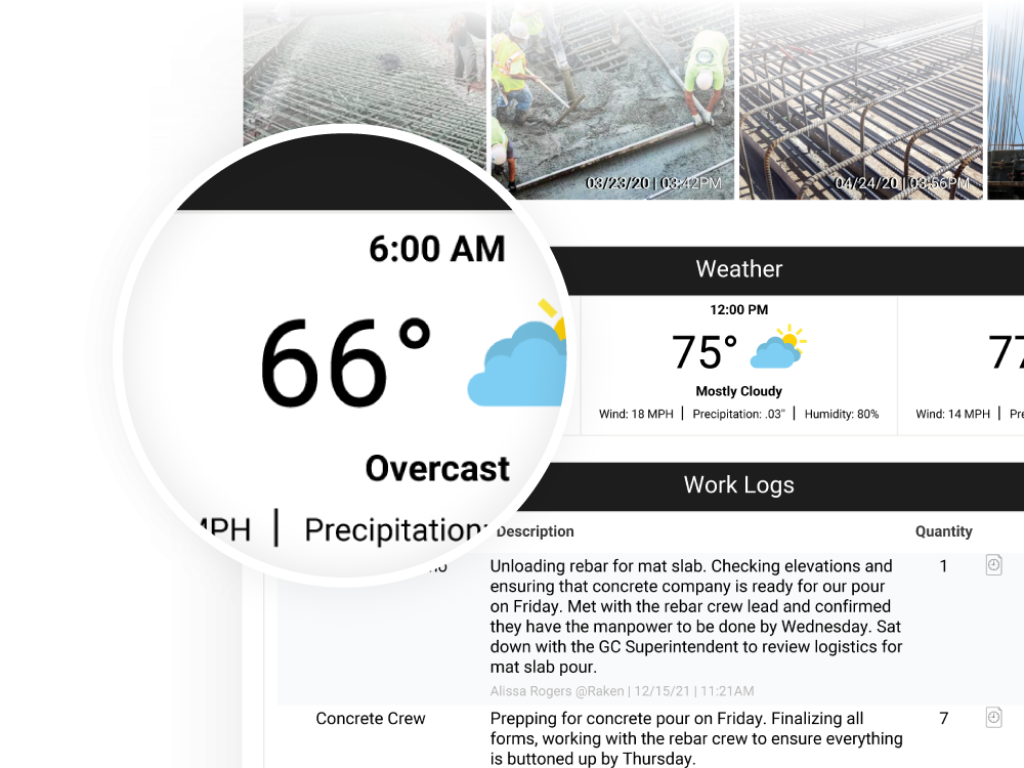 Automatic weather capture feature in daily report.