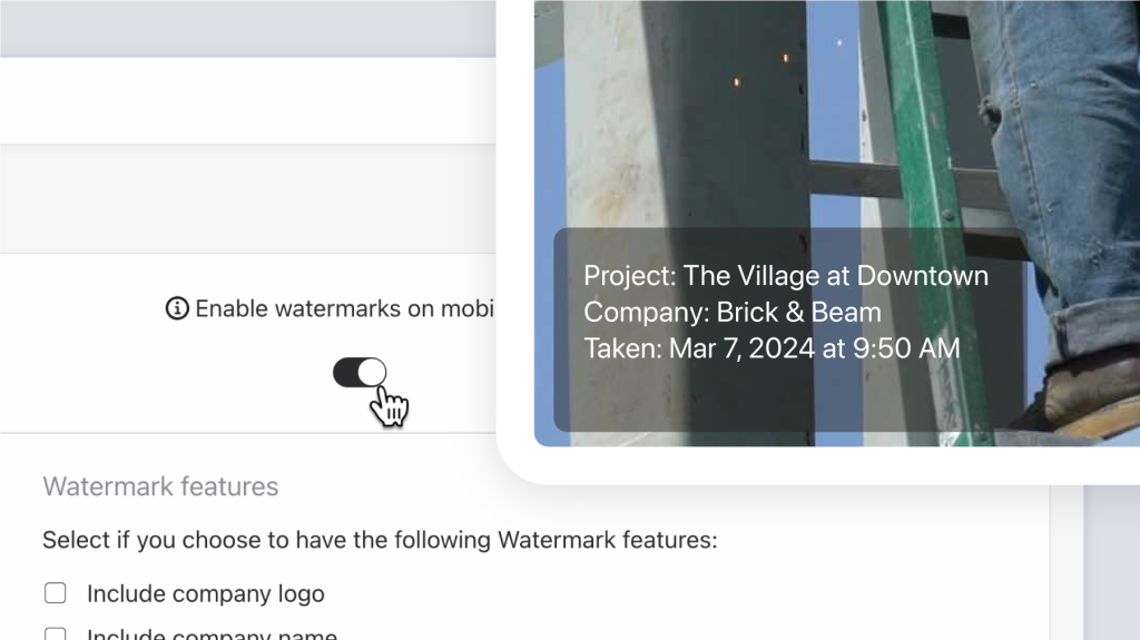 Enable Photo watermarks in Raken.